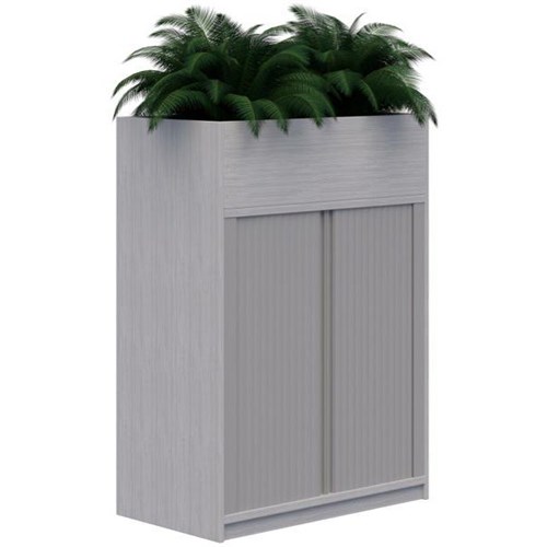 Mascot Planter Tambour 900mm Silver Strata with Silver Doors