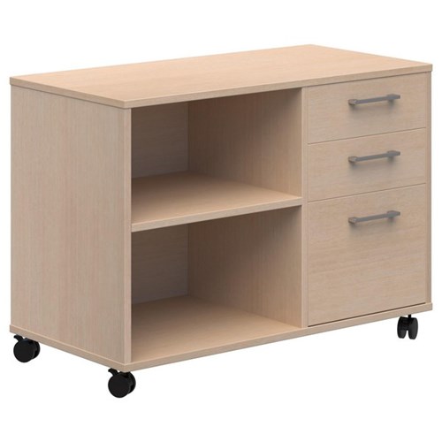 Mascot Mobile Caddy With Drawers & Open Shelving Right Hand 900x650mm Refined Oak