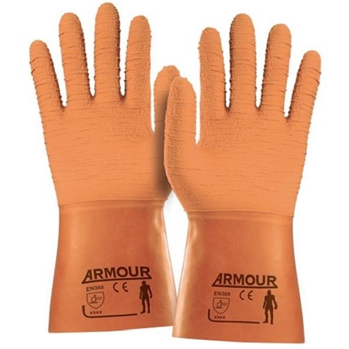Esko Gauntlet Latex Crinkle Gloves 30cm Orange
