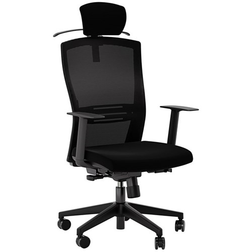 Breeze Mesh Task Chair With Headrest And Arms Black