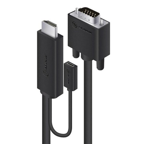 Alogic HDMI to VGA Cable with USB Power 2m Black