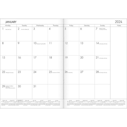 Collins A5 Diary Planner Month To View 2024 Leaf