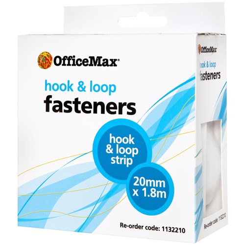 OfficeMax Hook & Loop Fasteners Strip White 20mm x 1.8m