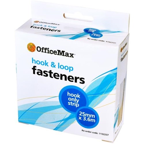 OfficeMax Hook Only Fasteners Strip 25mm x 3.6m White