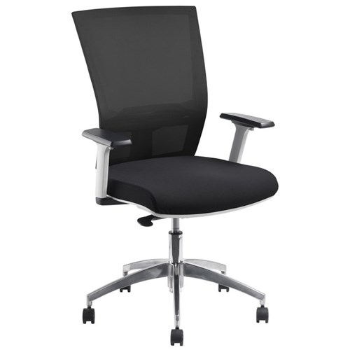 Advance Air Plus Mesh Back Chair With Arms White Frame Black/Alloy