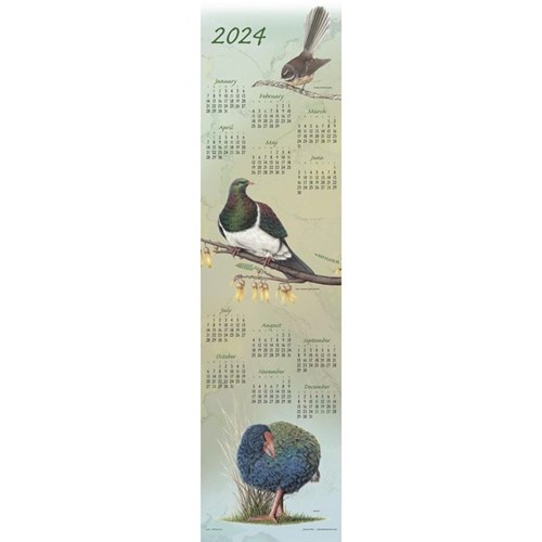 Easy2C Wall Calendar Bird Scroll Art 2024