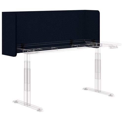 Sonic12 Acoustic Fold Wrap Around Desk Screen 1500x595mm Navy with Black Brackets
