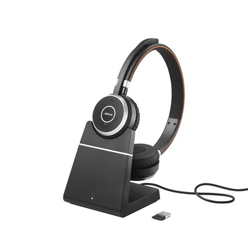 Jabra Evolve 65 SE UC Stereo USB-A Wireless Headset with Link 380 and Charging Stand