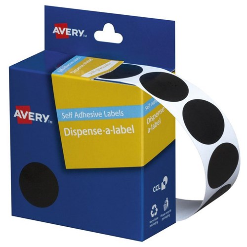 Avery Dot Dispenser Labels DMC24 24mm Black, Box of 500