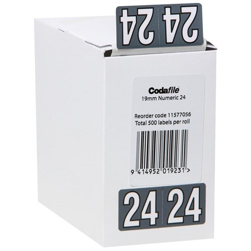 Codafile Labels Year 2024 19mm, Roll of 500