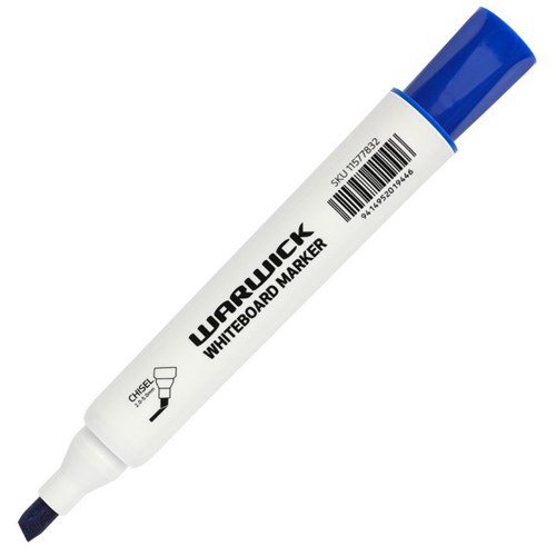 Warwick Blue Whiteboard Markers Chisel Tip, Box of 24