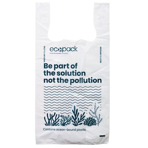 Ecopack Ocean Bound Plastic Recycled Bin Liners 13L, Carton of 5 Rolls of 100