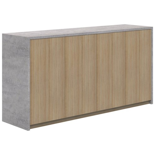 Block Credenza 1800x900mm Cured Concrete/Classic Oak