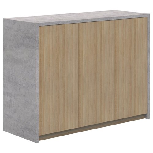 Block Credenza 1200x900mm Elemental Concrete/Classic Oak