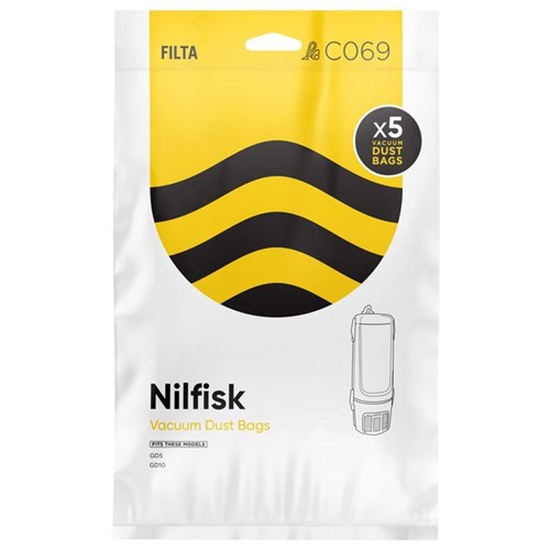 Filta Vacuum Cleaner Bags For Nilfisk Vacuums C069, Pack of 5