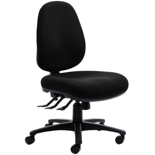 Charlie High Back Task Chair 3 Lever Long/Wide Seat Black Fabric