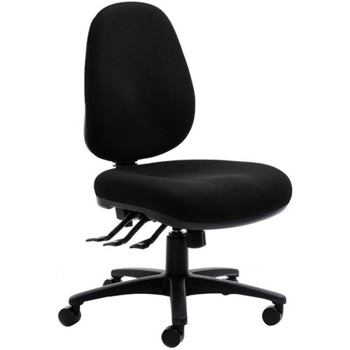 Charlie High Back Task Chair 3 Lever Long Seat Black Fabric