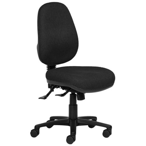 Charlie High Back Task Chair 3 Lever Black Fabric