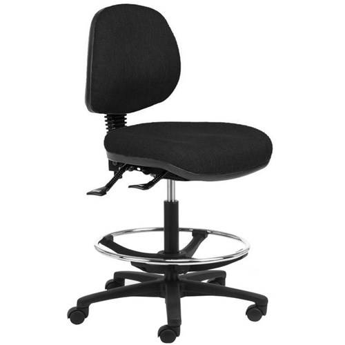 Charlie Tech Chair with Foot Ring and High Gas Lift 3 Lever Black Fabric