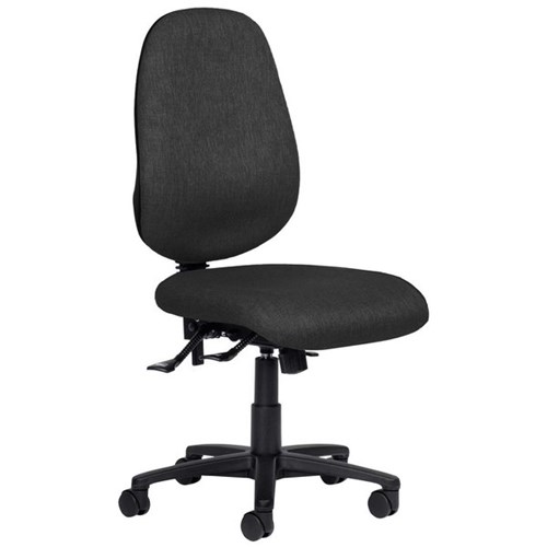 Charlie Extra High Back Task Chair 3 Lever Long/Wide Seat Black Fabric