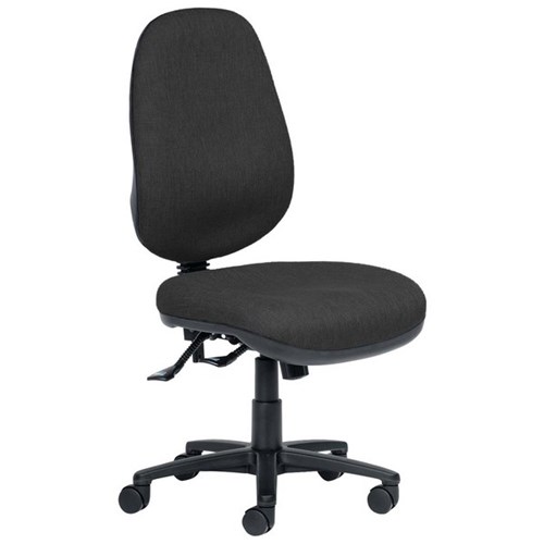 Chair Extra High Back Task Chair 3 Lever Extra Wide Seat Black Fabric