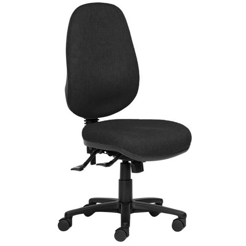 Charlie Extra High Back Task Chair 3 Lever Black Fabric