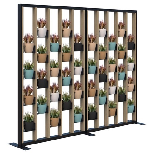Connect Freestanding Plant Wall With Artificial Plants Room Divider 2400x1890mm Classic Oak/Black