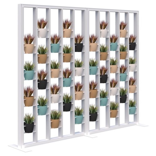 Connect Freestanding Plant Wall With Artificial Plants Room Divider 2400x1890mm Snow Velvet/White
