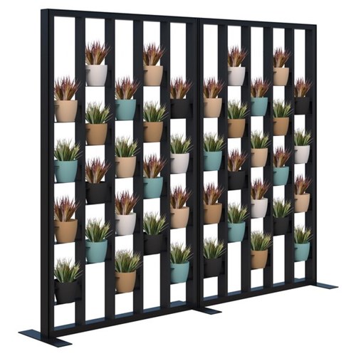 Connect Freestanding Plant Wall With Artificial Plants Room Divider 2400x1890mm Black/Black