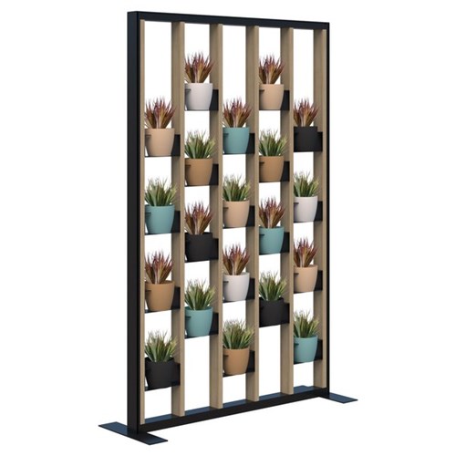 Connect Freestanding Plant Wall With Artificial Plants Room Divider 1200x1890mm Classic Oak/Black