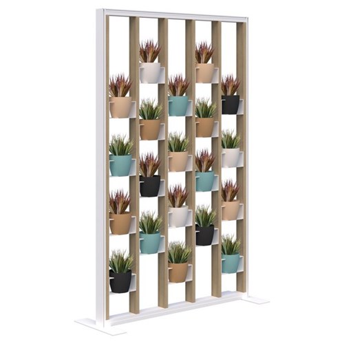 Connect Freestanding Plant Wall With Artificial Plants Room Divider 1200x1890mm Classic Oak/White