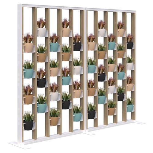 Connect Freestanding Plant Wall With Artificial Plants Room Divider 2400x1890mm Classic Oak/White 