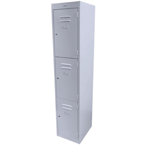 Steelco 3 Door Keylock Locker 305x1830mm Silver Grey