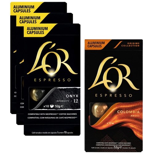 L'OR Espresso Onyx Coffee Capsules, 3 Packs of 10