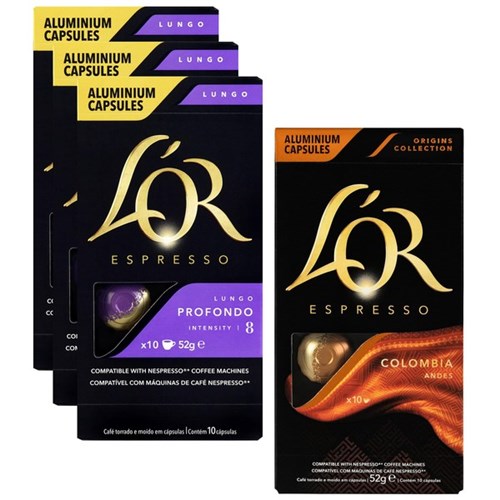 L'OR Espresso Lungo Profondo Coffee Capsules, 3 Packs of 10