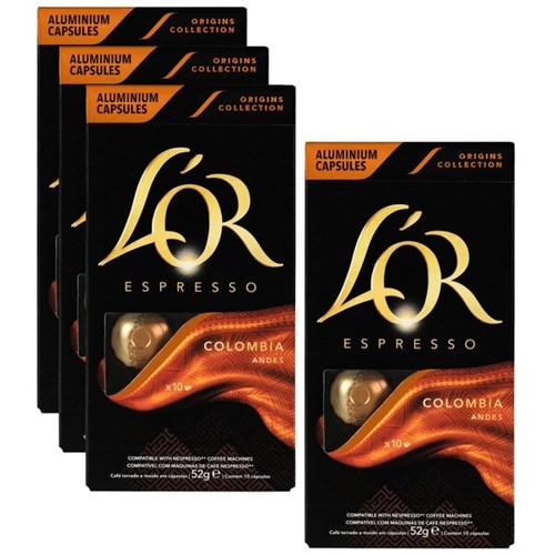 L'OR Espresso Colombia Single Origin Coffee Capsules, 3 Packs of 10