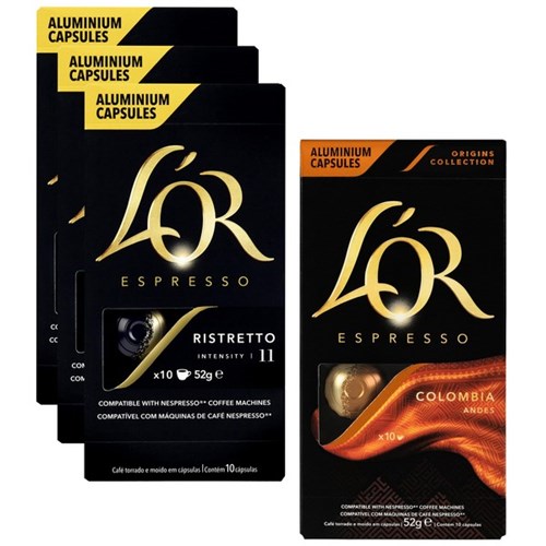 L'OR Espresso Ristretto Coffee Capsules, 3 Packs of 10