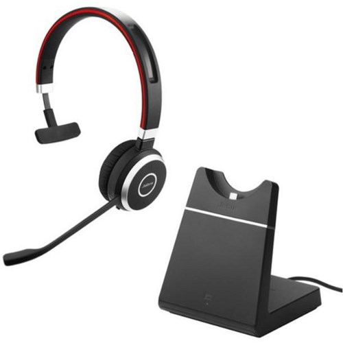 Jabra Evolve 65 SE UC Mono Wireless Headset USB-A + Link 380 with Charging Stand Black