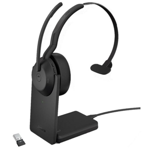Jabra Evolve2 55 UC Mono Wireless Headset USB-A + Link 380 with Charging Stand Black