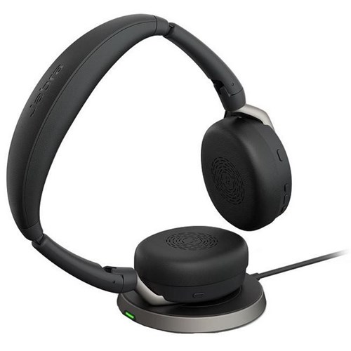 Jabra Evolve2 65 Flex UC Stereo Wireless Headset USB-A + Link 380 with Wireless Charger Black