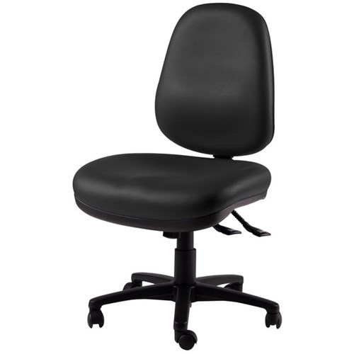 Charlie High Back Task Chair 3 Lever Extra Wide Seat Black Vinyl