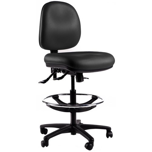 Charlie Tech Chair With Foot Ring Black Vinyl