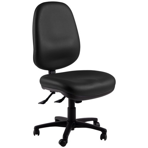 Charlie Extra High-Back Task Chair 3 Lever Extra Wide Seat Black Vinyl