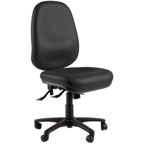 Charlie Extra High-Back Task Chair 3 Lever Extra Long Seat Black Vinyl