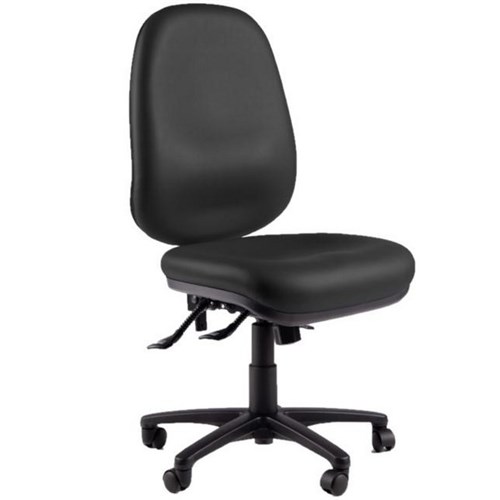 Charlie Extra High-Back Task Chair 3 Lever Wide Seat Black Vinyl