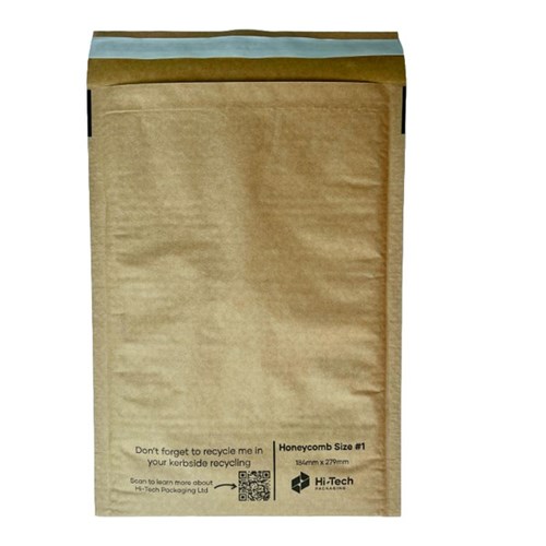 Honeycomb Paper Padded Mailer Size 1 184x279mm, Carton of 100
