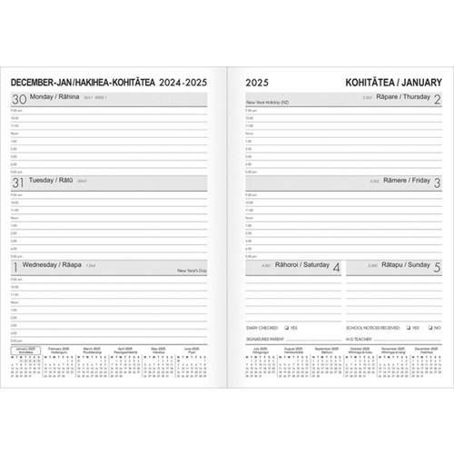 OfficeMax A53 Flexboard Cover Student Diary A5 Week To View 2025 Kiwiana