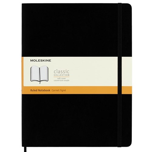 Moleskine XL Soft Cover Notebook Ruled Black 192 Pages