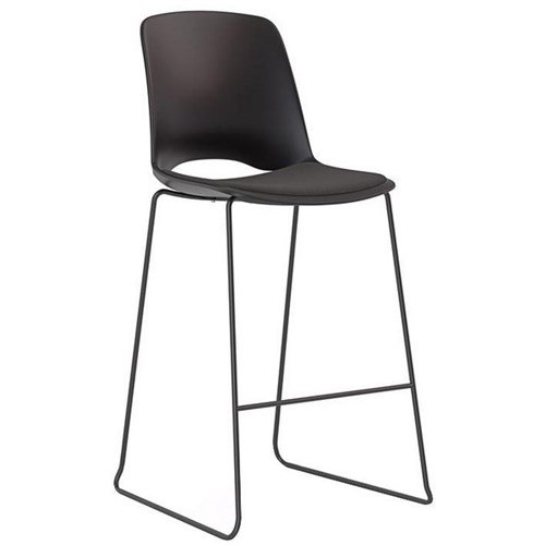 Klever Rise Stool With Upholstered Seat Pad Charcoal/Black