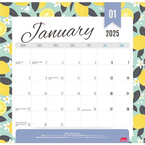 Sasco Magnetic Calendar 2025 Assorted Designs